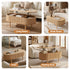 Artiss Lift‑Top Coffee Table 100cm – Oval Fluted Design, Hidden Storage, Natural