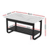 2‑Tier Coffee Table – 80cm Marble Finish, U‑Shaped Base, Storage Shelf