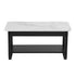 2‑Tier Coffee Table – 80cm Marble Finish, U‑Shaped Base, Storage Shelf