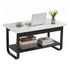 2‑Tier Coffee Table – 80cm Marble Finish, U‑Shaped Base, Storage Shelf