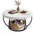 2‑Tier Round Coffee Table – 80cm Marble Finish, Metal Frame, Storage Shelf