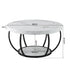 2‑Tier Round Coffee Table – 80cm Marble Finish, Metal Frame, Storage Shelf