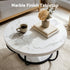 2‑Tier Round Coffee Table – 80cm Marble Finish, Metal Frame, Storage Shelf
