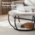 2‑Tier Round Coffee Table – 80cm Marble Finish, Metal Frame, Storage Shelf