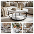 2‑Tier Round Coffee Table – 80cm Marble Finish, Metal Frame, Storage Shelf