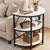 Artiss Half Moon 3 Tier End Table Side Table Marble Effect White & Black Metal