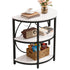 Artiss Half Moon 3 Tier End Table Side Table Marble Effect White & Black Metal