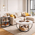 Artiss Half Moon 3 Tier End Table Side Table Marble Effect White & Black Metal