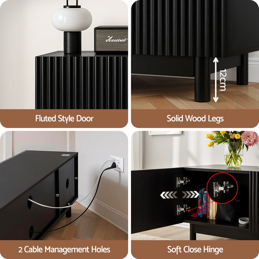 TV Unit Entertainment Unit Storage Cabinet 180cm Black
