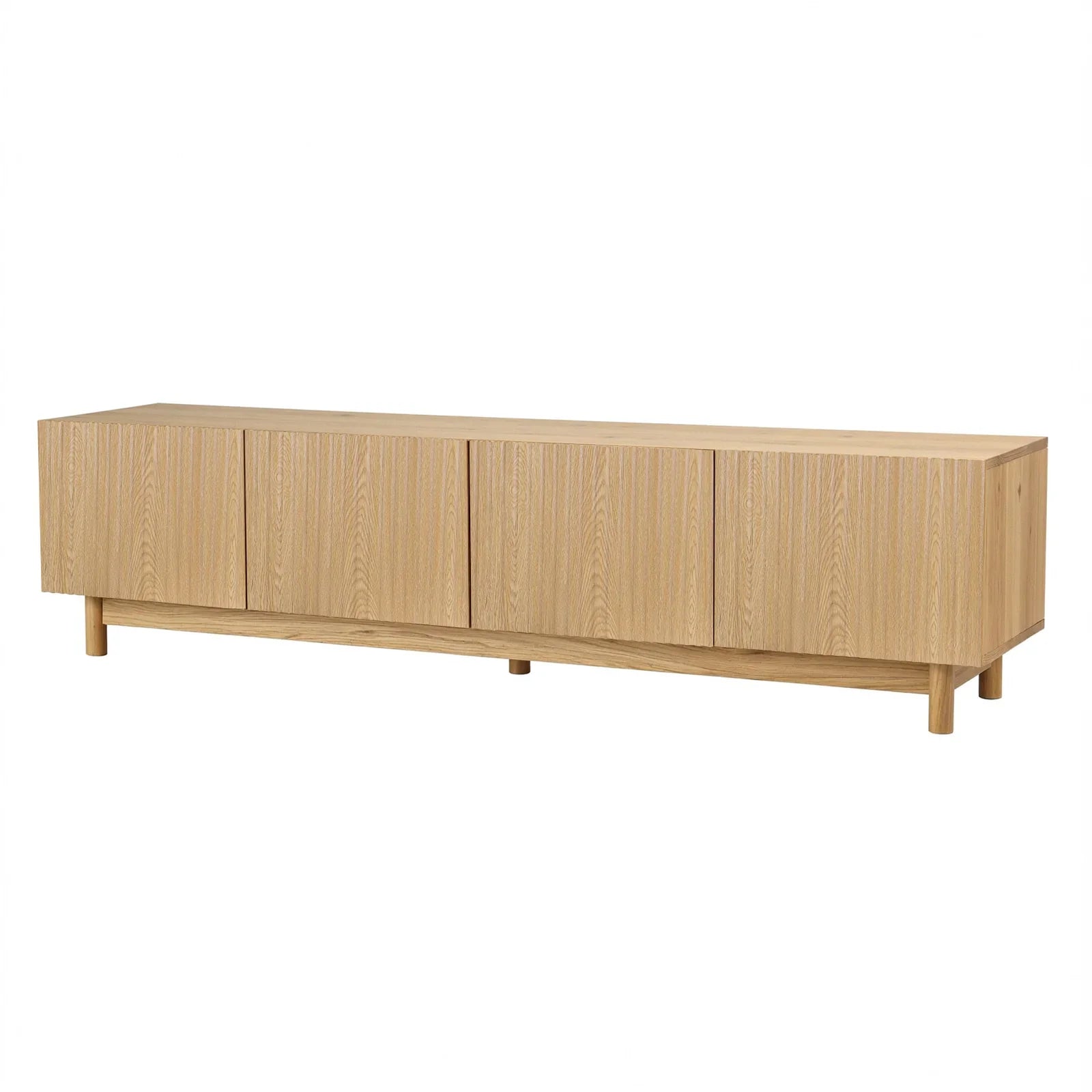 180cm Entertainment Unit – Fluted Doors, Storage Cabinets, Pine