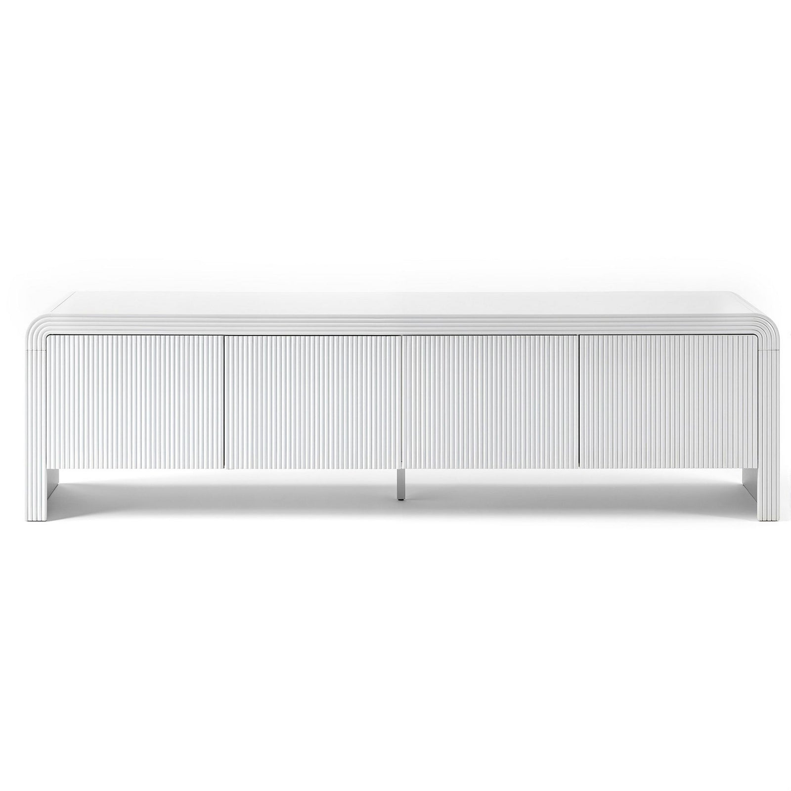180cm White TV Unit – Fluted Doors, Push‑to‑Open, Soft Close, 70kg Capacity