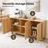 Artiss Buffet Sideboard Cabinet 2-Tier Fluted Kitchen Storage Ball Legs Pine