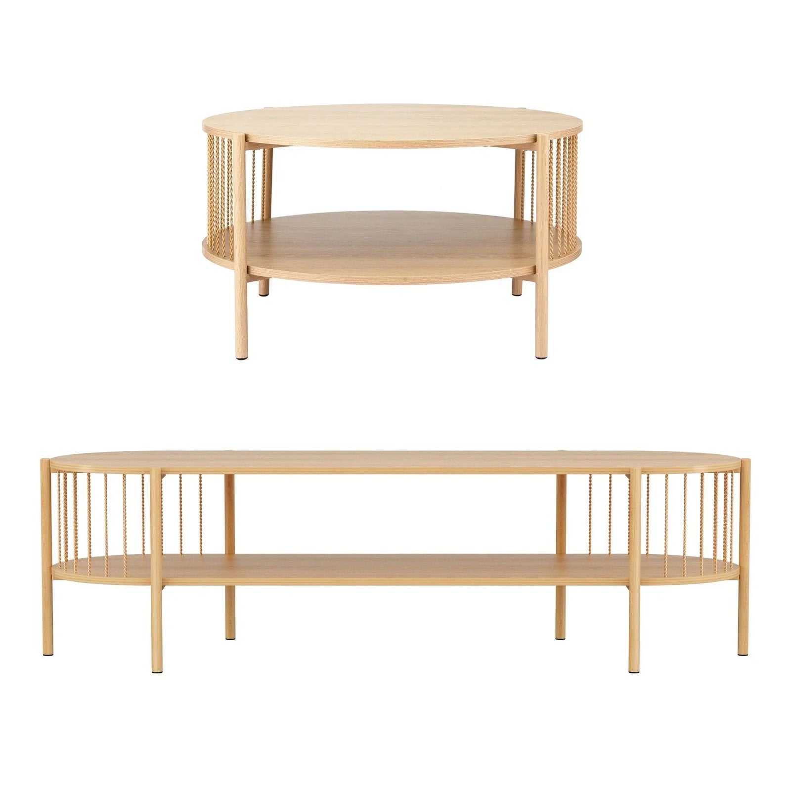 2‑Piece Lounge Set – 148cm TV Unit & Rustic Coffee Table, Pine