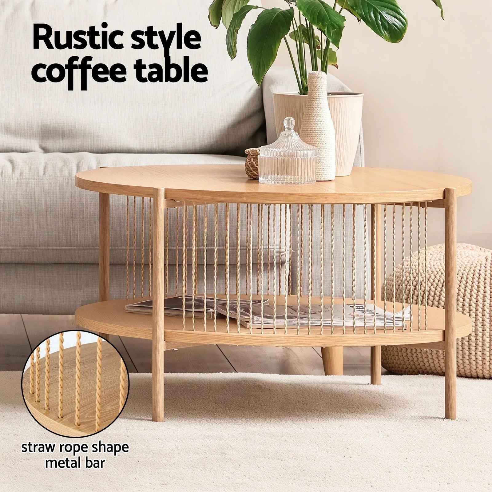 2‑Piece Lounge Set – 148cm TV Unit & Rustic Coffee Table, Pine