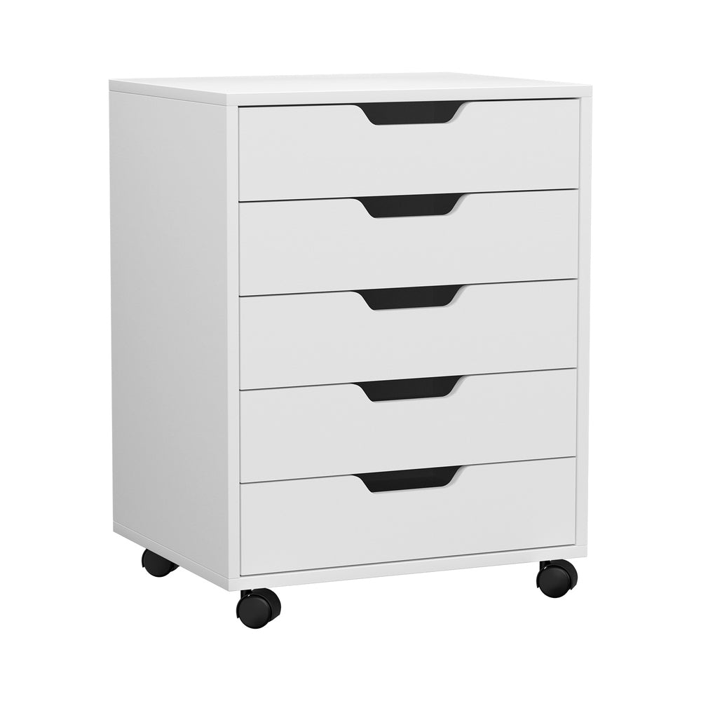 Artiss 5 Drawer Mobile Filing Cabinet Rolling Storage Cabinet White