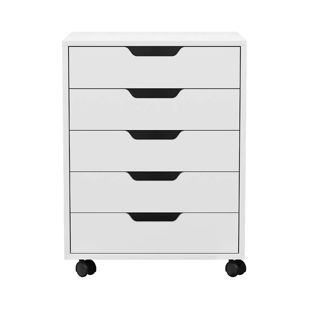 Artiss 5 Drawer Mobile Filing Cabinet Rolling Storage Cabinet White