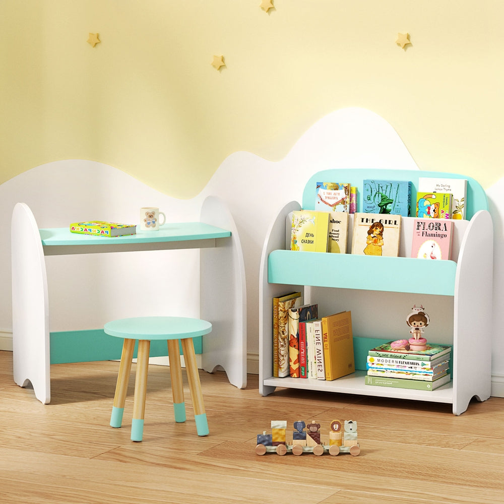 Keezi Kids Bookshelf 2 In 1 Table Chair Set Bookcase Toys Shelves Children Organiser