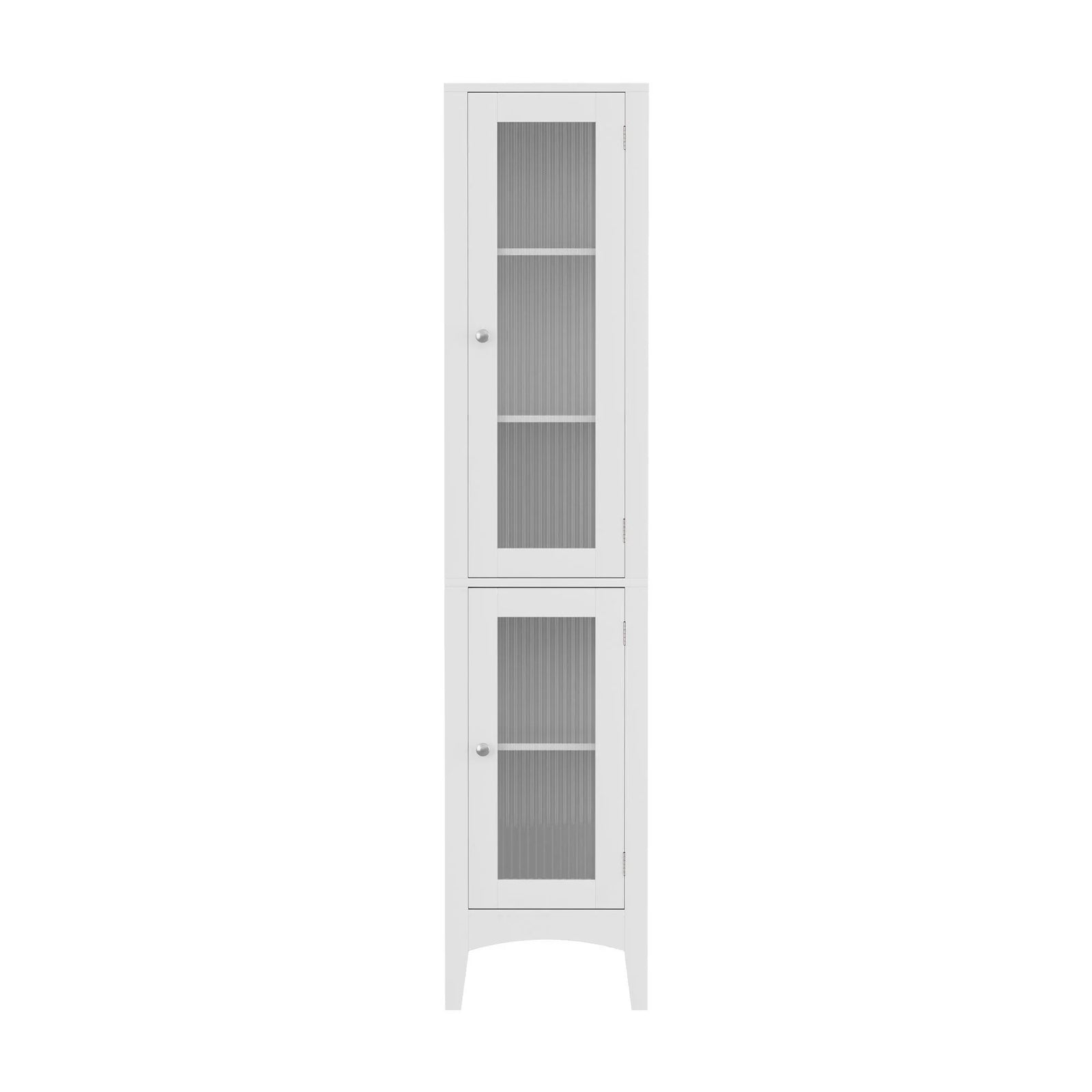 2X Bathroom Storage Cabinet 160cm Tall Slim Floor Cupboard Toilet Glass Door White
