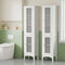 2x Bathroom Storage Cabinet 160cm Slim White Glass Door Cupboard