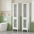 2X Bathroom Storage Cabinet 160cm Tall Slim Floor Cupboard Toilet Glass Door White