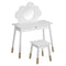 Kids Dressing Table & Stool – Cloud Motif, Mirror, Storage Drawer, White