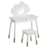 Kids Dressing Table & Stool – Cloud Motif, Mirror, Storage Drawer, White