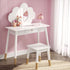 Kids Dressing Table & Stool – Cloud Motif, Mirror, Storage Drawer, White
