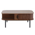 Artiss Coffee Table with Fluted Panels, Storage Cabinets & Metal Legs – Walnut