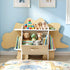 Dinosaur Kids Bookshelf 2-Tier Children's Bookcase Wooden with with Fabric Drawer, Toddler Bookshelf Toy Storage Organizer for Preschool, Kids Room, Playroom, Nursery