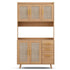 Artiss Buffet Sideboard Hutch Storage Cabinet Kitchen Cupboard Hooks Rattan Pine