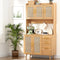 Artiss Buffet Sideboard Hutch Storage Cabinet Kitchen Cupboard Hooks Rattan Pine