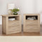 Tara Set of 2 Bedside Tables Oak 2 Drawer Shelf Storage