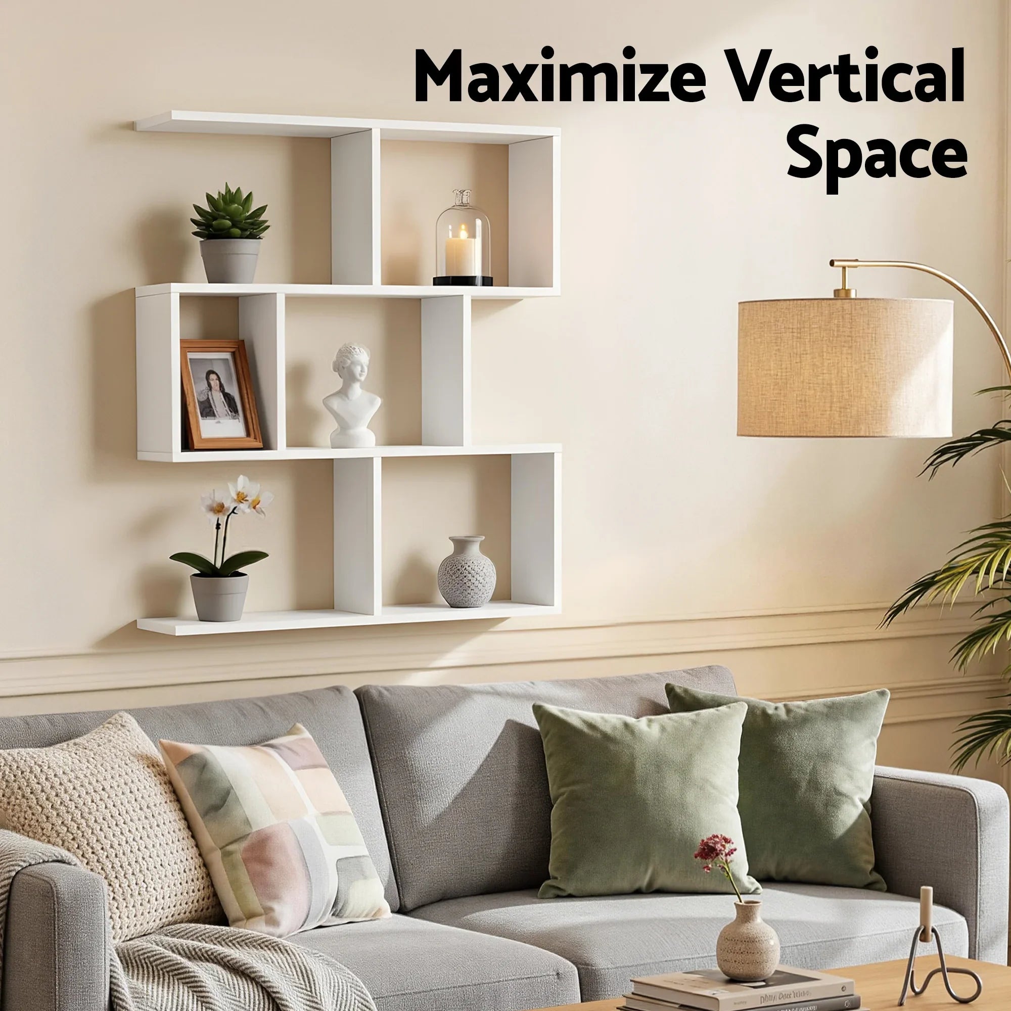 Floating Wall Shelf Bookshelf 3-Tier Display Storage Organiser White