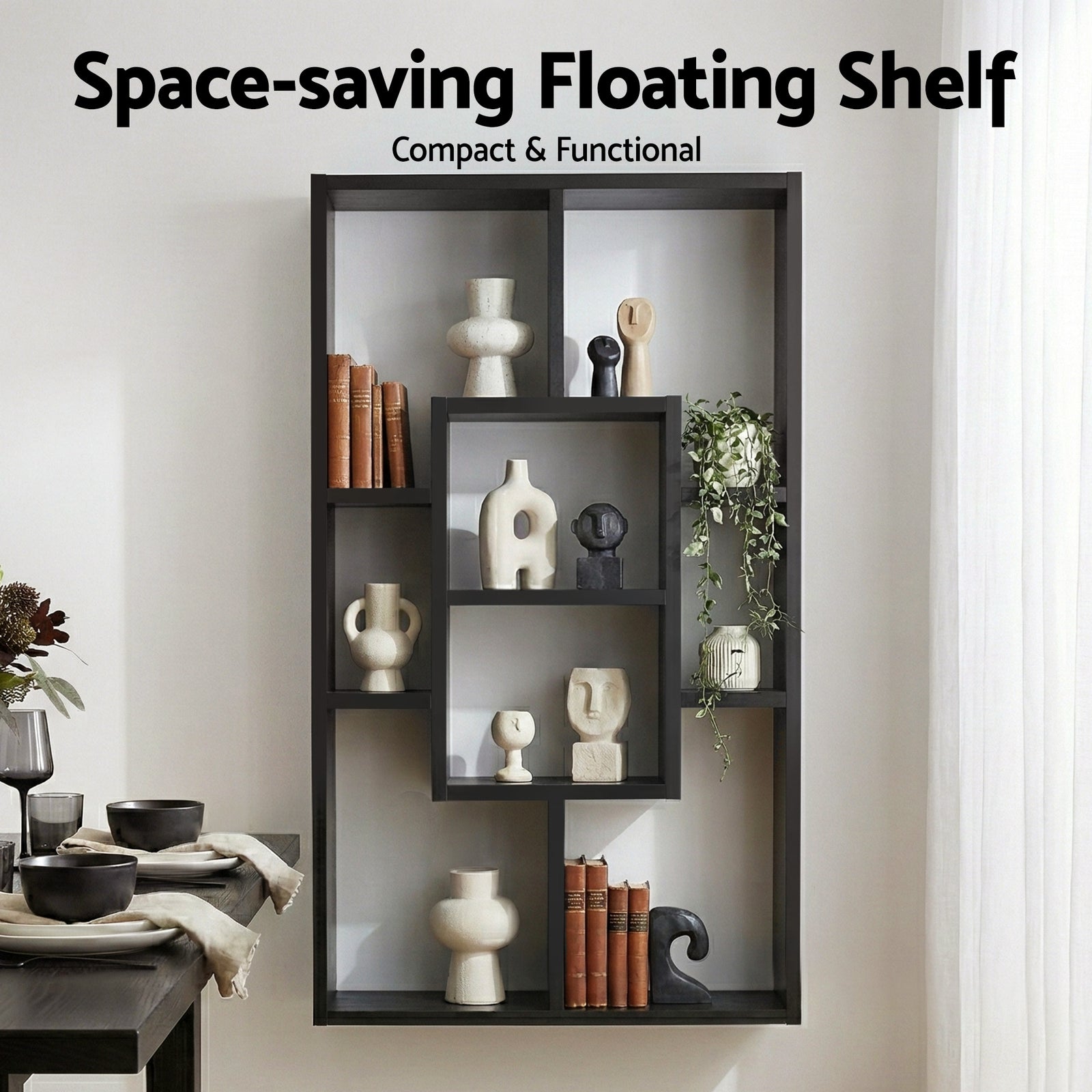 Floating Wall Shelves Bookshelf Black