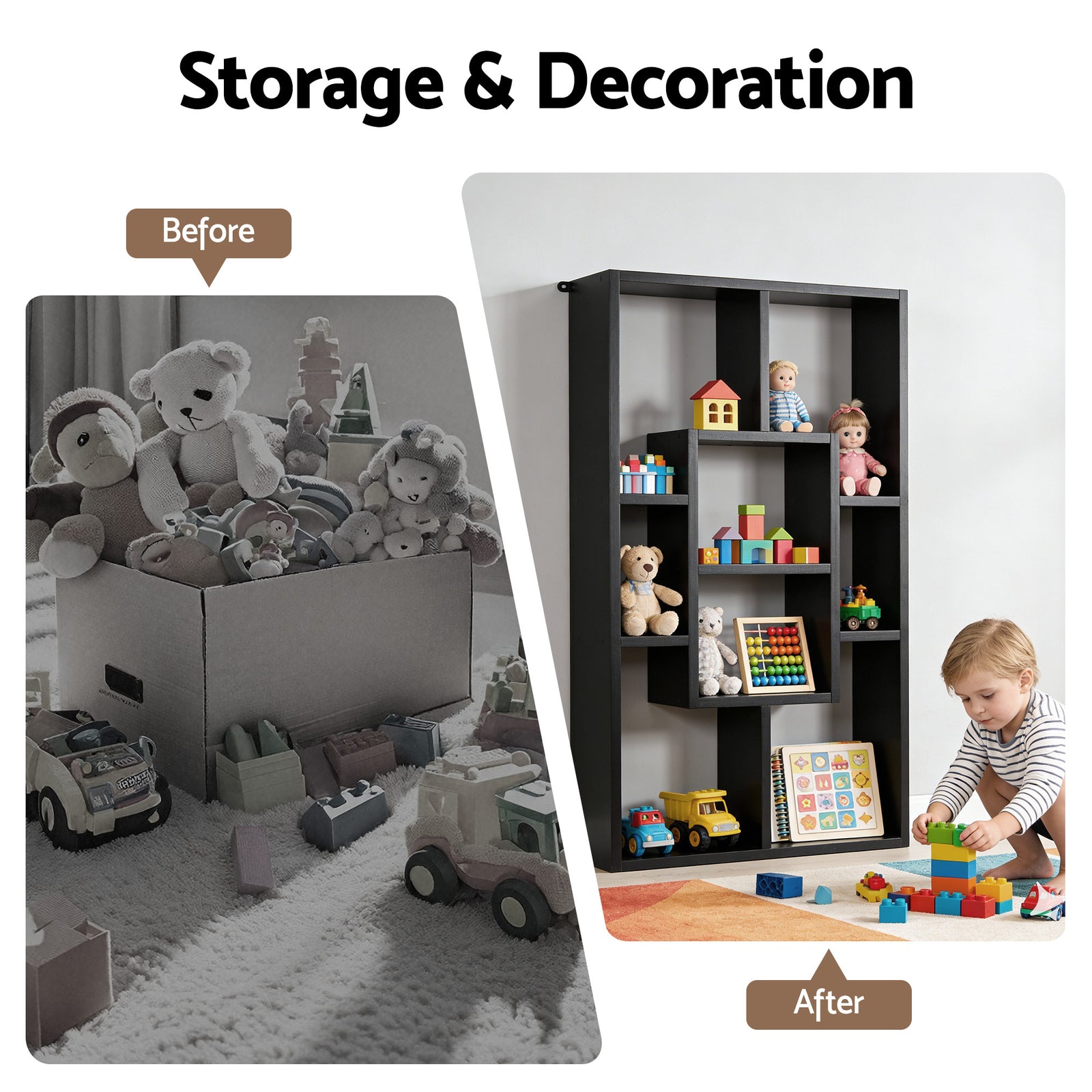 Floating Wall Shelves Bookshelf Black