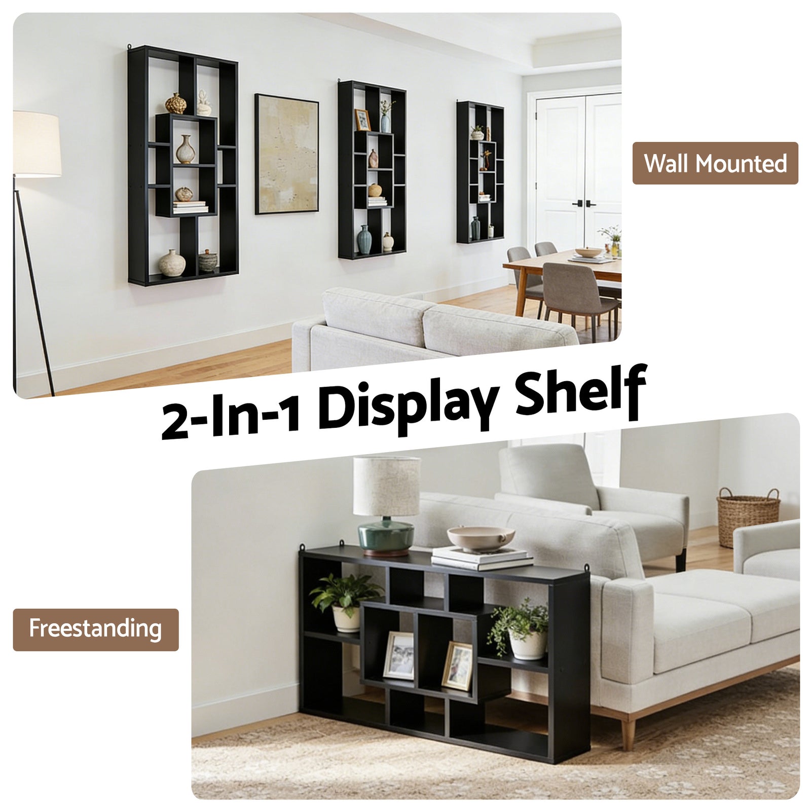 Floating Wall Shelves Bookshelf Black