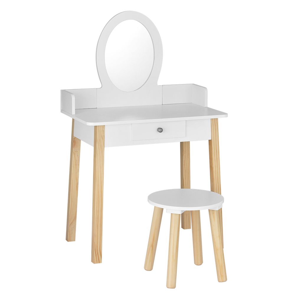 Kids Dressing Table Set – Vanity Desk with Mirror & Stool White