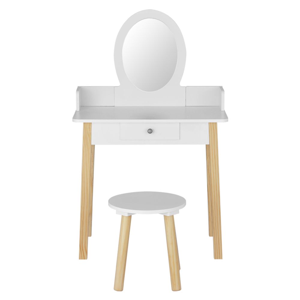 Kids Dressing Table Set – Vanity Desk with Mirror & Stool White