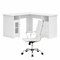Artiss Office Desk and Chair Set L Shape Computer Desk 150cm with Storage Cabinet & Drawers, Ergonomic PU Leather Office Chair, White Home Office Furniture