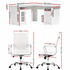 Artiss Office Desk and Chair Set L Shape Computer Desk 150cm with Storage Cabinet & Drawers, Ergonomic PU Leather Office Chair, White Home Office Furniture