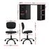 Office Desk & Chair Set 120cm Computer Desk with 3 Drawers & Open Shelves, Ergonomic Armless Office Chair with Wheels, Height Adjustable for Home Office Study