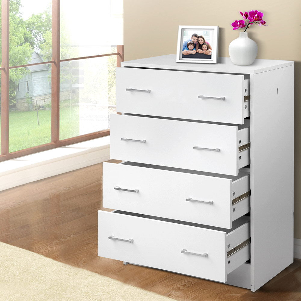 Artiss 4 Chest of Drawers - ANDES White