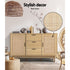 Artiss Rattan Buffet Sideboard 130cm Storage Cabinet with Drawers Wood Finish