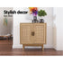 Artiss Buffet Sideboard with Real Rattan Doors & Solid Wood Legs – Natural Wood