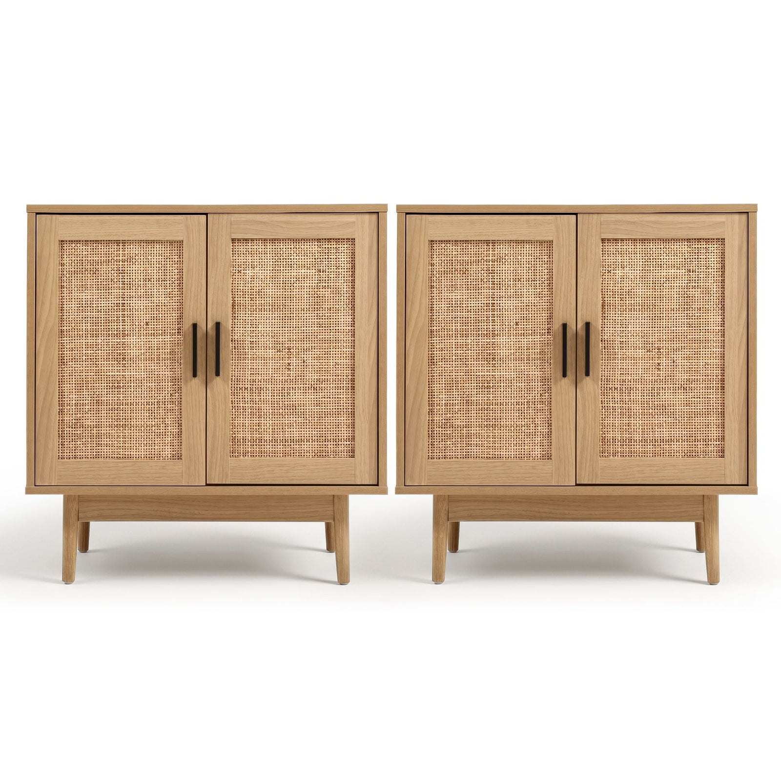 2x Buffet Sideboard Cabinet Rattan Cupboard 2 Doors Storage Pantry BRIONY