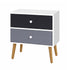 Artiss Scandinavian Bedside Table 2 Drawer Nightstand Black White Wooden Legs