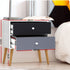 Artiss Scandinavian Bedside Table 2 Drawer Nightstand Black White Wooden Legs