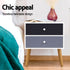 Artiss Scandinavian Bedside Table 2 Drawer Nightstand Black White Wooden Legs