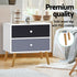 Artiss Scandinavian Bedside Table 2 Drawer Nightstand Black White Wooden Legs