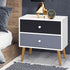 Artiss Scandinavian Bedside Table 2 Drawer Nightstand Black White Wooden Legs